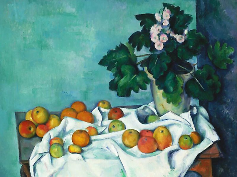 Poster / Leinwandbild - Paul Cézanne: Stillleben Mit Äpfeln Und Einem Topf günstig online kaufen