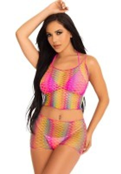 Tanktop und Boyshorts aus Regenbogen-Netz günstig online kaufen