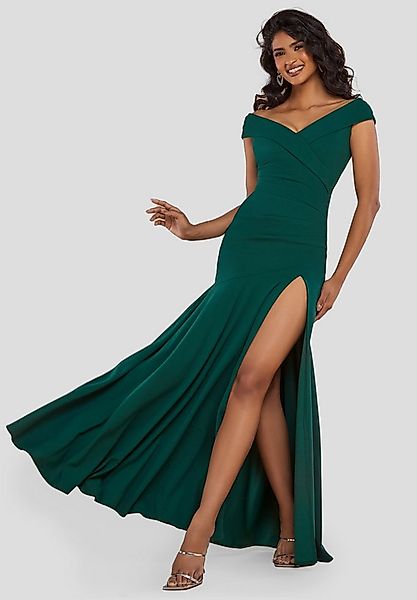 Goddiva Maxikleid Scuba Crepe Off Shoulder Front Split Maxi Dress langes Kl günstig online kaufen
