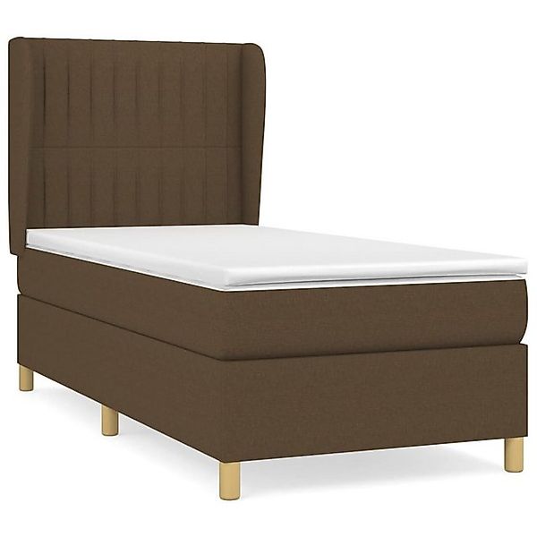 vidaXL Boxspringbett, Boxbett mit Matratze Dunkelbraun 100x200 cm Stoff günstig online kaufen