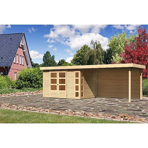 Karibu Holz-Gartenhaus Sölve Natur Flachdach Unbehandelt 298 cm x 213 cm günstig online kaufen