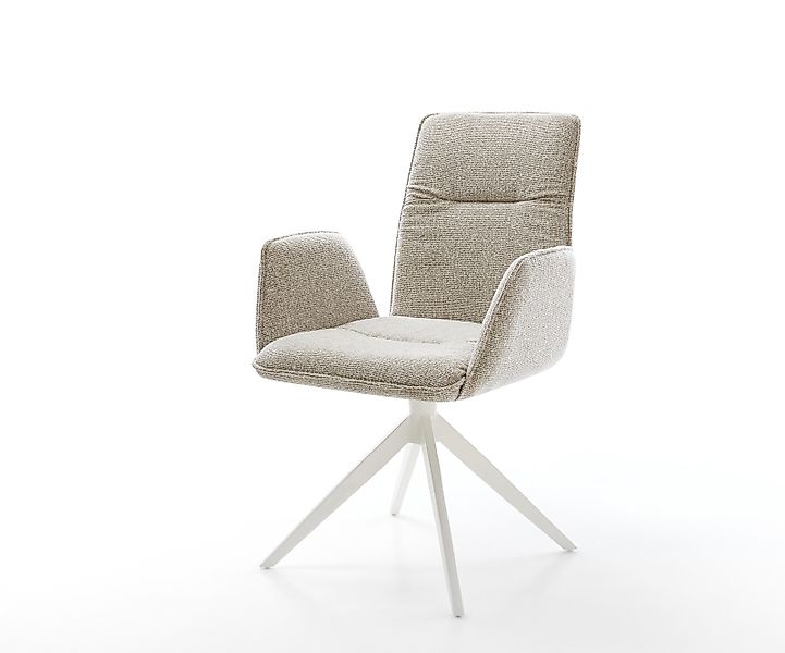Drehstuhl Vinja-Flex Webstoff Soft Beige Kreuzgestell breit Weiß 360° drehb günstig online kaufen