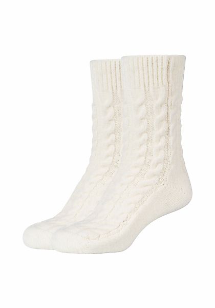 Camano Socken "warm & cozy" 2 Stk. tlg. mit Zopfmuster, Rippenbündchen günstig online kaufen