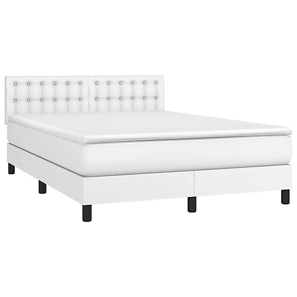 vidaXL Boxspringbett mit Matratze & LED Weiß 140x200 cm Kunstleder 3134226 günstig online kaufen