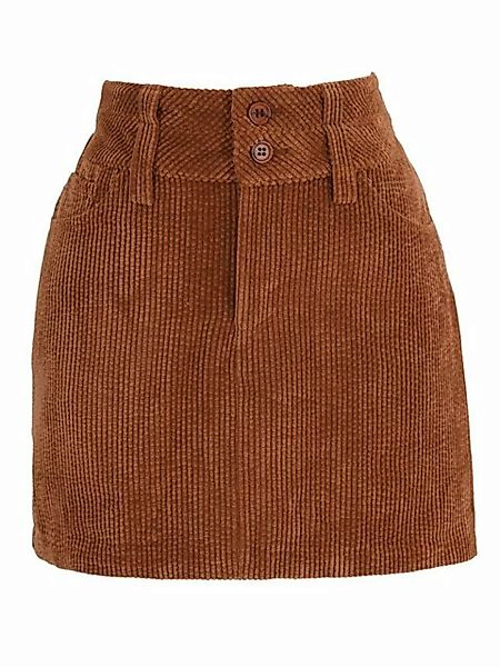 Freshlions A-Linien-Rock Freshlions Corduroy Side Slit Mini Skirt camel M günstig online kaufen