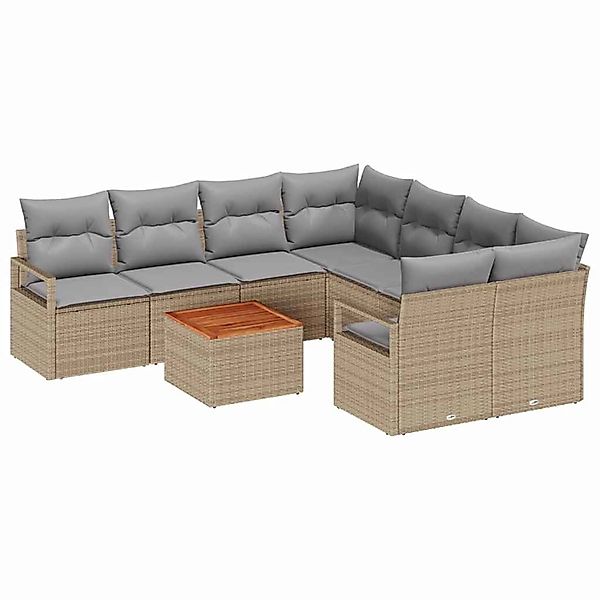 vidaXL Garten-Sofa-Set 9-Tlg Beige Hellgrau 3356355 günstig online kaufen