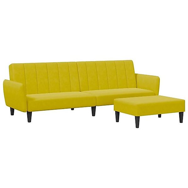 vidaXL Sofa, Schlafsofa 2-Sitzer mit Fußhocker Gelb Samt günstig online kaufen