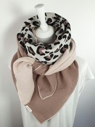 wundabaa Modetuch Musselintuch Leoprint Color Blocking günstig online kaufen
