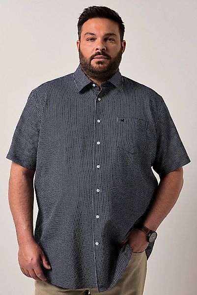 Men Plus Kurzarmhemd Karohemd Halbarm Kentkragen Seersucker Comfort Fit günstig online kaufen