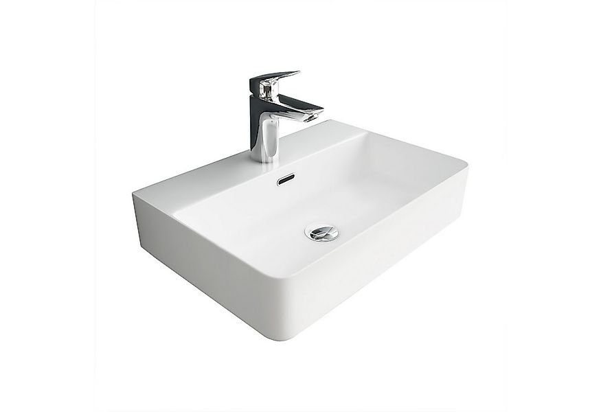 Alpenberger Waschbecken 60 cm Breit - Aufsatzwaschbecken Eckig mit Nano - W günstig online kaufen