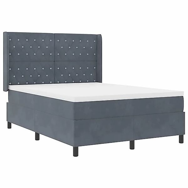 vidaXL Boxspringbett mit Kopfteil Dunkelgrau 140 x 200 cm Samt 3341955 günstig online kaufen