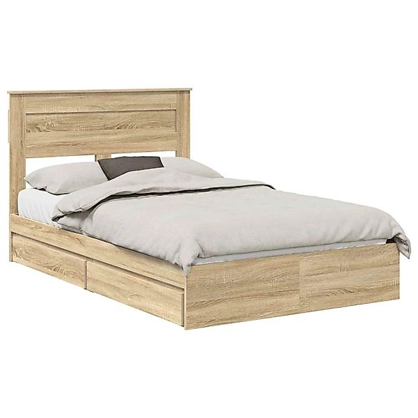 vidaXL Stauraumbett Sonoma-Eiche 120 x 190 cm Holzwerkstoff 3409924 günstig online kaufen