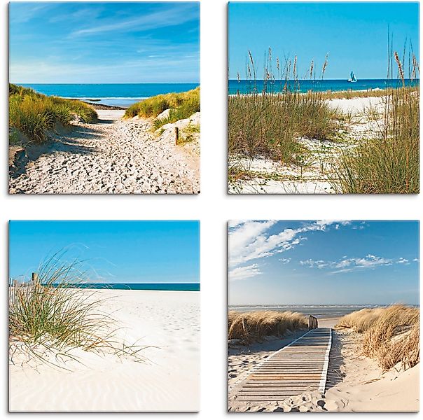 Artland Leinwandbild "Strand und Sanddünen" Strand 4 Stk. tlg. 4er Set, ver günstig online kaufen