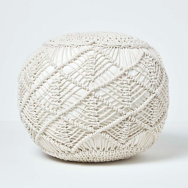 Homescapes Pouf Gehäkelter Pouf, natur, 35 günstig online kaufen
