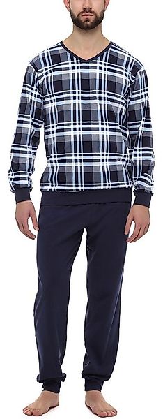 Timone Schlafanzug Herren Schlafanzug Lang mit Bündchen Baumwolle Nightwear günstig online kaufen