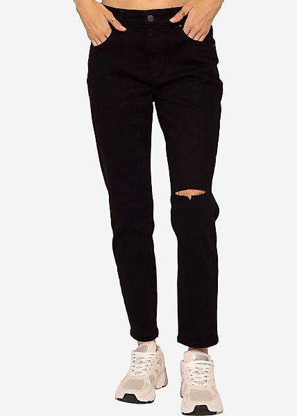 SASSYCLASSY Skinny-fit-Jeans Mid-Rise Straight Destroyed Jeans günstig online kaufen