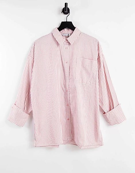 ASOS DESIGN – Oversized langärmliges Dad-Hemd aus Baumwolle in Altrosa und günstig online kaufen