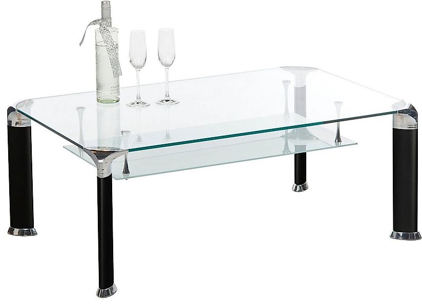PREISBRECHER Wohnzimmertisch Alberto, in Glas/schwarz, Glas/Metall - 100x42 günstig online kaufen