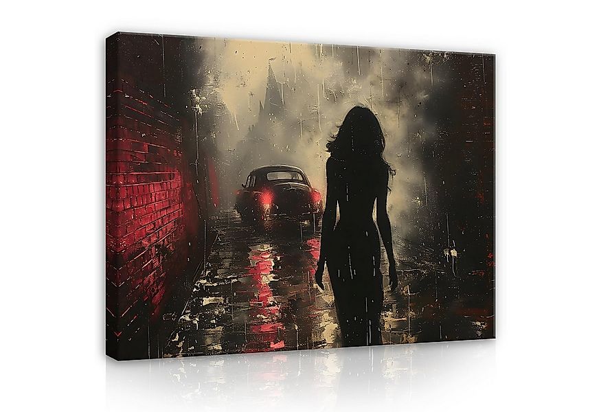 Wallarena Leinwandbild Frau Auto Schwarz Modern Wand Deko XXL Bilder Wandbi günstig online kaufen