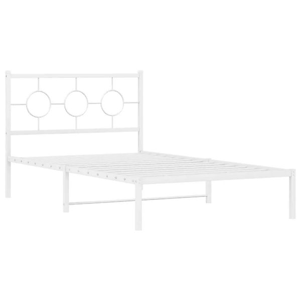 vidaXL Bettgestell mit Kopfteil Metall Weiß 107x203 cm 376271 günstig online kaufen