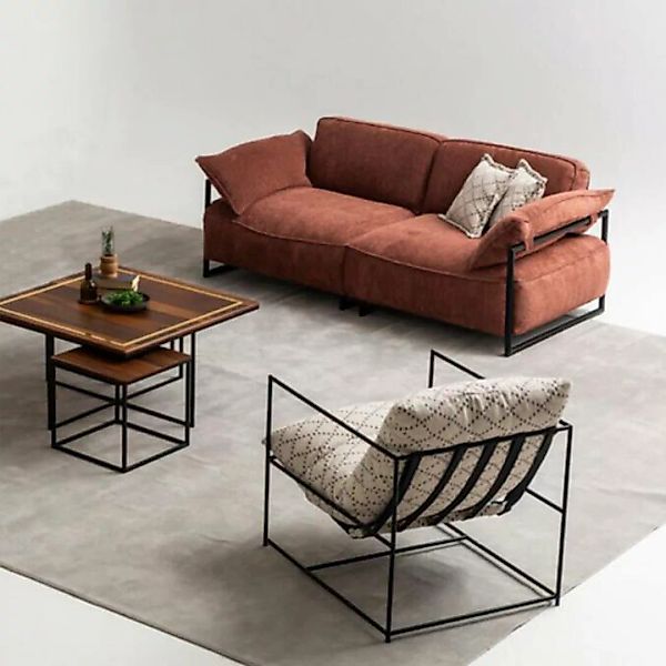 JVmoebel Sofa Wohnzimmer Rosa Textil Sofa 3 Sitzer Luxus Möbel Sitz Design günstig online kaufen