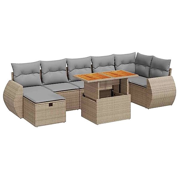 vidaXL 5-Tlg Garten-Sofagarnitur mit Kissen Beige Poly Rattan Akazie 332806 günstig online kaufen