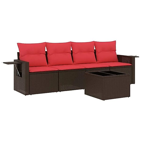 vidaXL 5-Tlg Gartensofa-Set mit Kissen Braun Polyrattan 3219893 günstig online kaufen