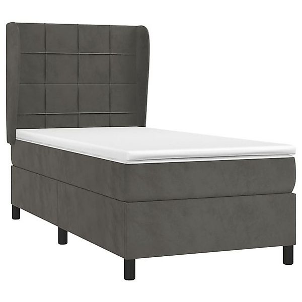 vidaXL Boxspringbett, Boxbett mit Matratze Dunkelgrau 90x190 cm Samt günstig online kaufen