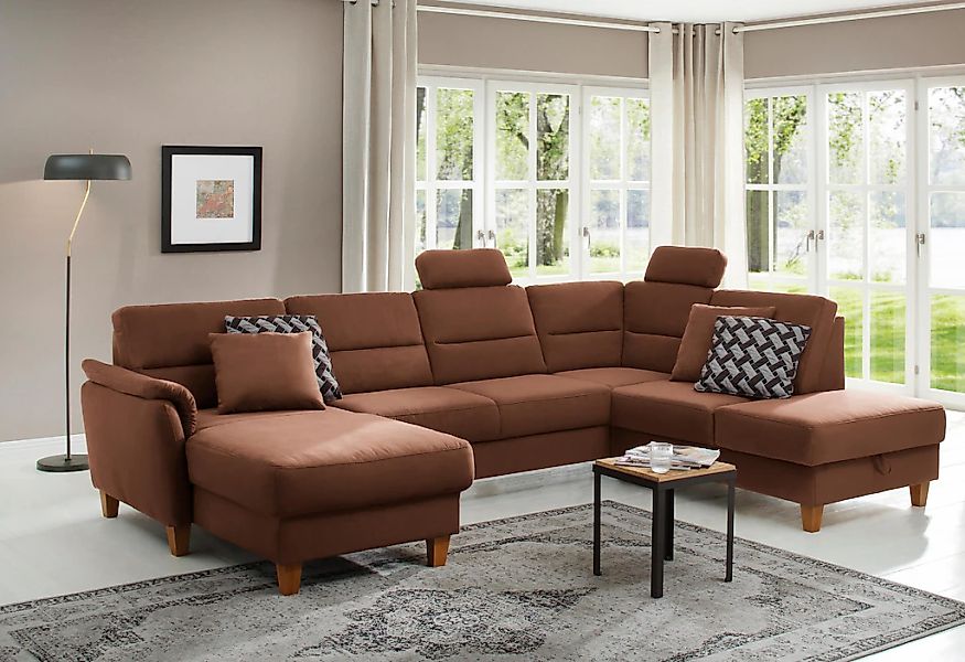 Home affaire Wohnlandschaft "Palmera U-Form, B: 308 cm" optional Bettfunkti günstig online kaufen