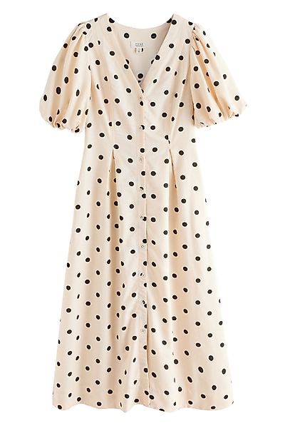 Next Midikleid Button-down-Midikleid mit Puffärmeln, Kurzgröße günstig online kaufen