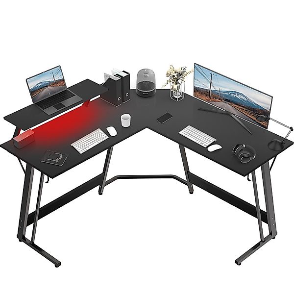 GUNJI Gamingtisch Schreibtisch 130*130cm L-Eckschreibtisch LED-Licht,PC günstig online kaufen
