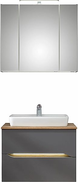 Saphir Badmöbel-Set "Quickset 2-teilig, Keramik-Aufsatzbecken mit LED-Spieg günstig online kaufen