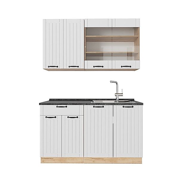 Vicco Küchenzeile Fame-Line, Weiß Landhaus/Goldkraft Eiche, günstig online kaufen