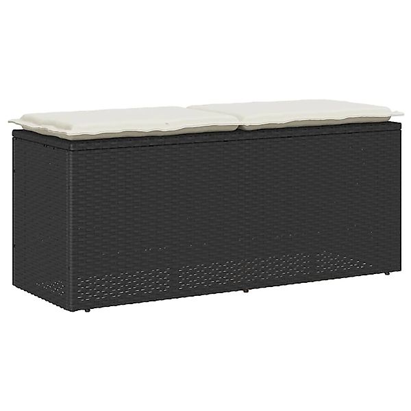 vidaXL Gartenbank mit Kissen Schwarz 110x40x44 cm Poly Rattan 4104145 günstig online kaufen