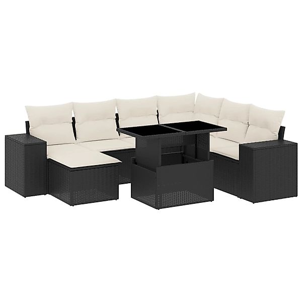 vidaXL 8-Tlg Garten-Sofagarnitur mit Kissen Schwarz Poly Rattan 3269326 günstig online kaufen