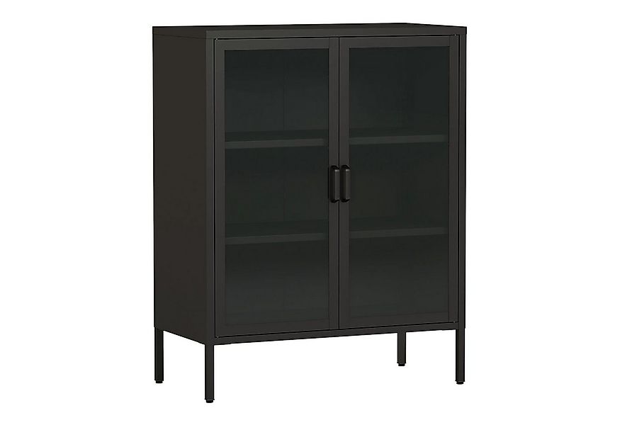 en.casa Sideboard, Fauske 80x40x101,5cm Schwarz günstig online kaufen