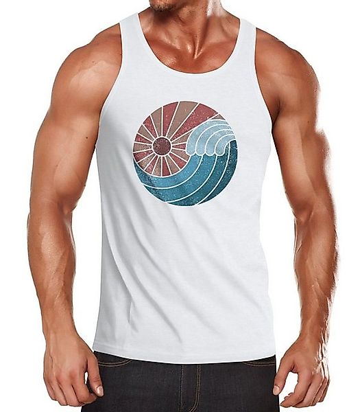 Neverless Tanktop Herren Tank-Top Welle Wave Sonne Sommer Retro Vintage Pri günstig online kaufen