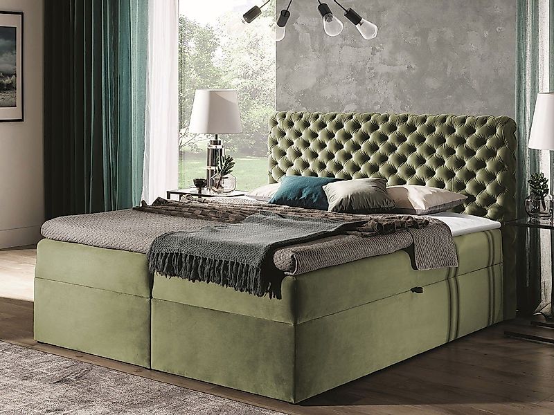 yourhouse24 Boxbett Chesterfield mit 2 Bettkästen, Doppelbett mit Bonell-Ma günstig online kaufen