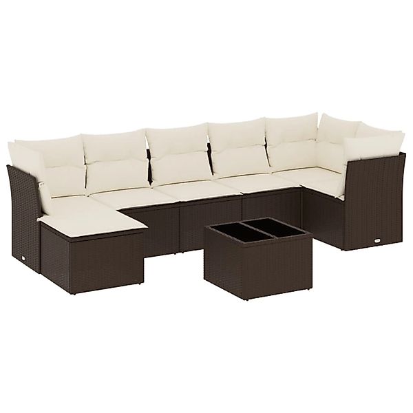 vidaXL 8-Tlg Garten-Sofagarnitur mit Kissen Braun Poly Rattan 3217983 günstig online kaufen