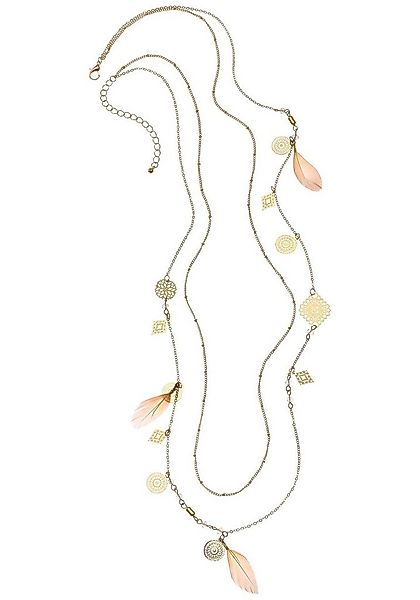 LASCANA Lange Kette Layer Halskette, 2 Reihen, mit Kunstfedern, mehrreihige günstig online kaufen