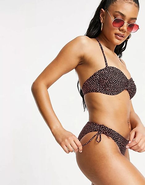 Oasis – Gepunktete Bikinihose mit Raffung-Mehrfarbig günstig online kaufen