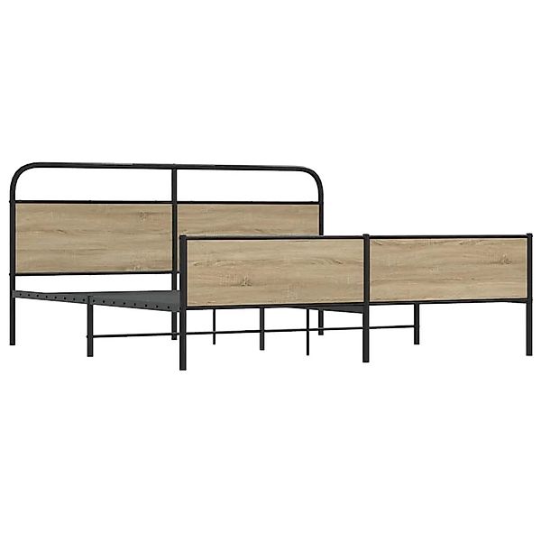 vidaXL Metallbett ohne Matratze Räuchereiche 150x200 cm 3318678 günstig online kaufen