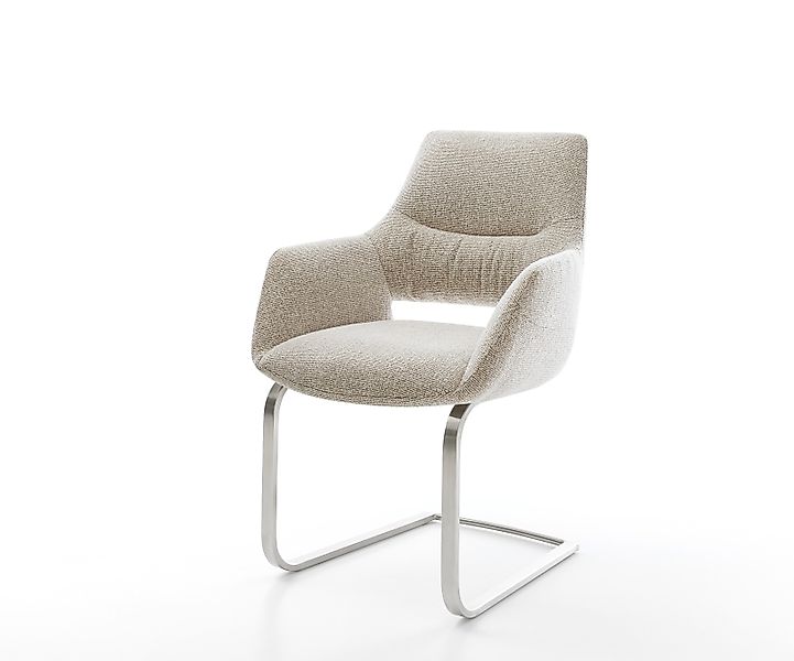 Freischwinger Yago-Flex mit Armlehnen Webstoff Soft Beige Freischwinger fla günstig online kaufen