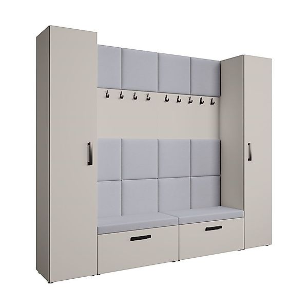 Beautysofa Garderobenschrank Garderobenschrank mit gepolsterten Paneelen günstig online kaufen