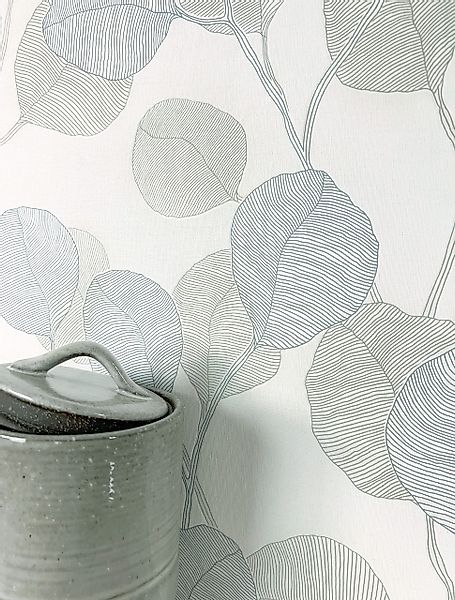 Newroom Vliestapete, Weiß Tapete Floral Blätter günstig online kaufen