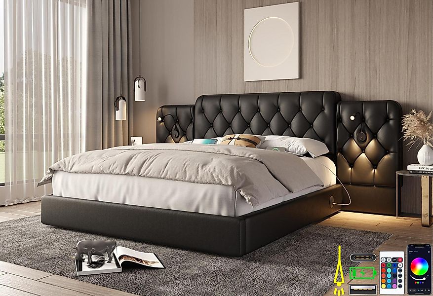 LVHOM Boxbett 160x200cm/180x200cm Bettgestell, Samt/PU, diamantgeprägtem günstig online kaufen