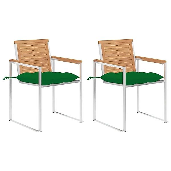 vidaXL Gartenstühle mit Kissen 2 Stk Massivholz Teak und Stahl 3061535 günstig online kaufen