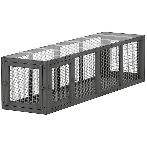 PawHut Katzentunnel Katzenspielzeug aus Holz mit 3 Türen, erweiterbar Katze günstig online kaufen