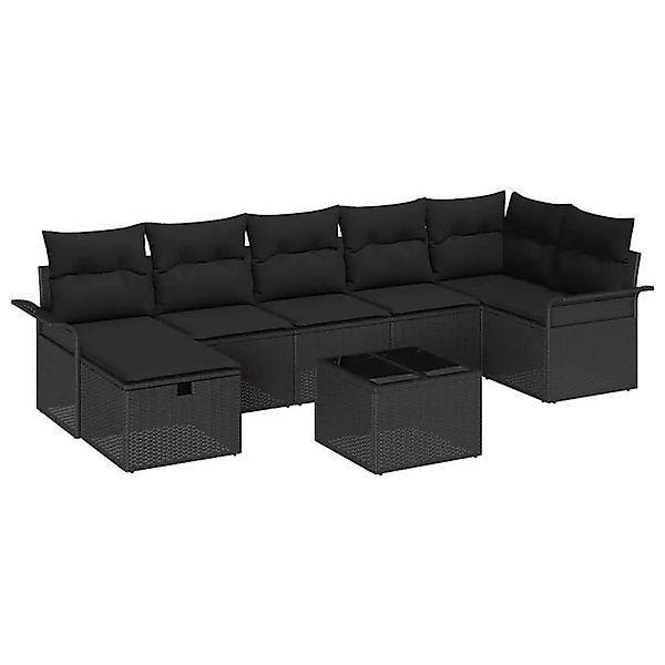 vidaXL Gartensofa-Set mit Kissen 8 Stk Schwarz Poly-Rattan 3358912 günstig online kaufen