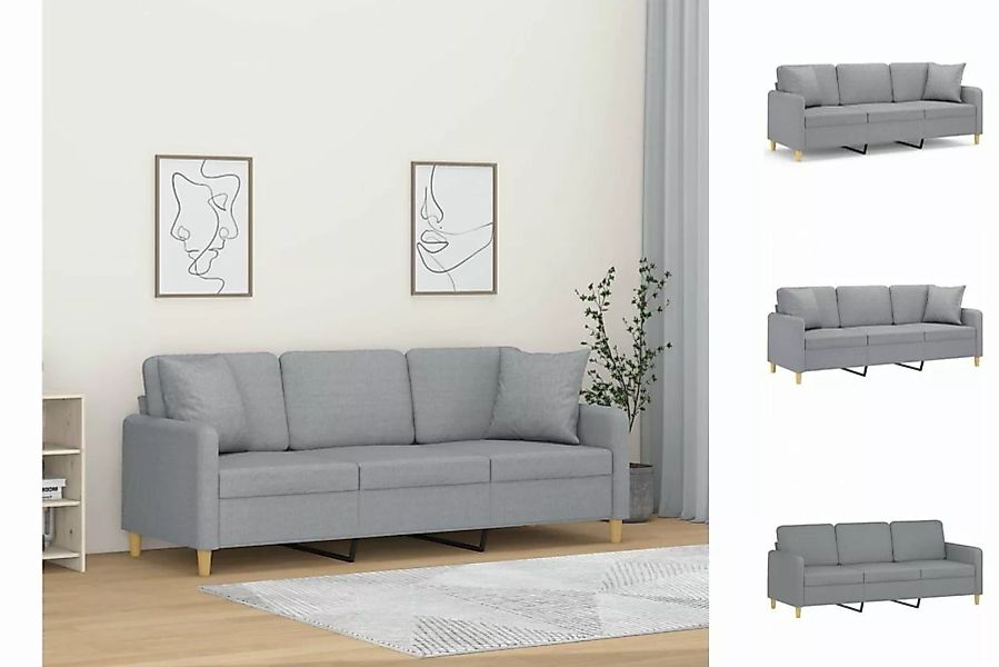 vidaXL Sofa 3-Sitzer-Sofa mit Zierkissen Hellgrau 180 cm Stoff günstig online kaufen